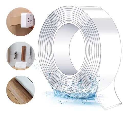 Cinta Nano Doble Cara Ancha Adhesiva Trasparente Mágica Lavable Sin Rastros Reutilizable...