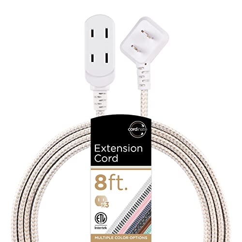 Cordinate Designer, Extension Electrica de 3 salidas polarizadas, Cable Trenzado de 2.4 m (8 pies),...