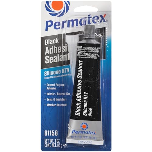 Permatex - Sellador Adhesivo de Silicona Negro 81158-12PK, Tubo de 3 oz, Tubo de 3 onzas