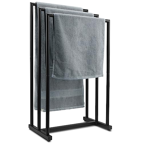 WonYins - Toallero de pie de 3 niveles, sin metal, para baño, no empotrado, secado de toallas de...