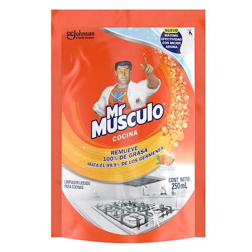 Mr. Músculo Desengrasante Cocina, Limpieza Poderosa, Repuesto Líquido, Aroma Naranja, 250 mL