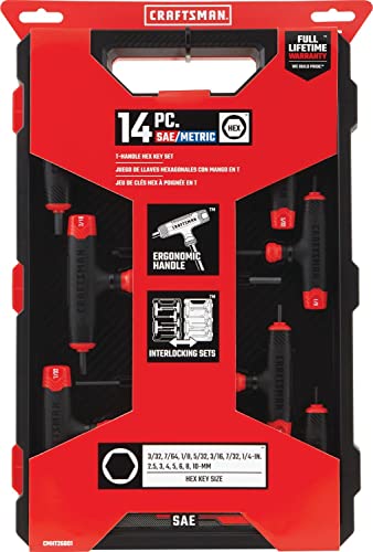 CRAFTSMAN CMHT26001 - Juego de llaves hexagonales con mango en T de 14 llaves