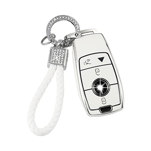 PIFOOG Funda blanca para llave de Mercedes Benz GLC GLE GLA GLB GLS A C E G S AMG accesorios de...