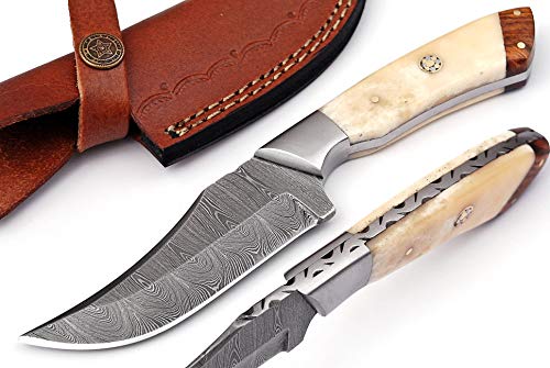 Bushcraft Knife- Handmade Hunting Knife Skinning Knife Camping Knife Overall 8'' Damascus Steel...