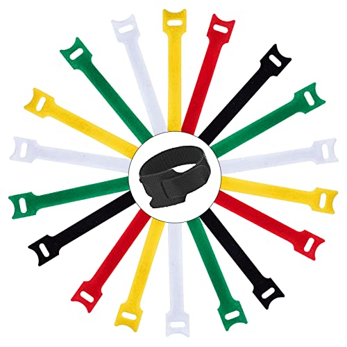 100 PCS De Multicolor Bridas, Sujetador de Gancho y Bucle Reutilizable de Color de 5 Tipos Ataduras...