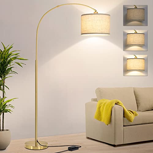 Lámpara de pie de arco dorado, lámpara de pie regulable para sala de estar, lámpara de pie...