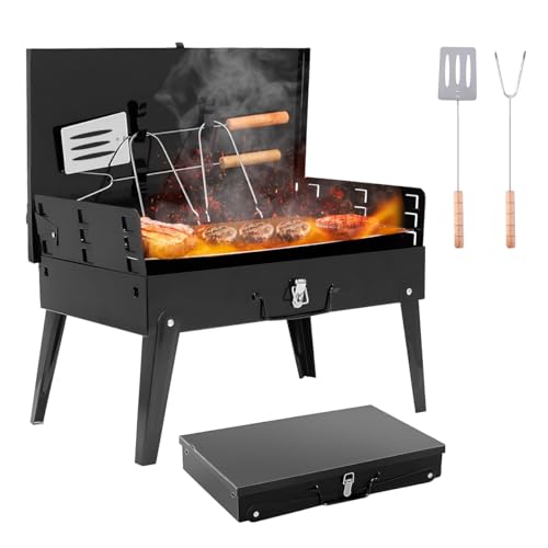 Raganet, Asador Portatil de Acero Inoxidable, Parrilla de Carbon con Utensilios Incluidos, Anafre de...