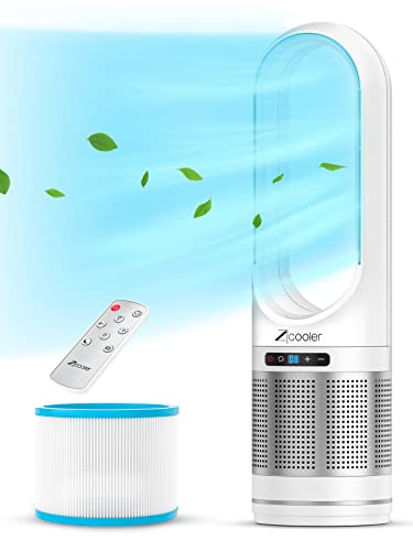 ZICOOLER Ventilador de Torre Ventilador de Pie sin Aspas Purificación de Aire trol Remoto 8...