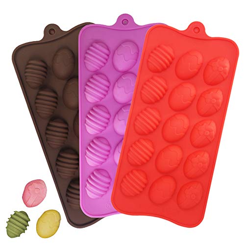 Moldes para dulces de chocolate y silicona del huevo de Pascua, paquete de 3 moldes de silicona...