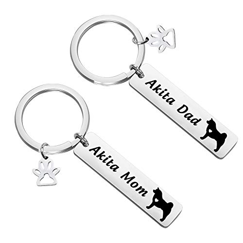 BEKECH Akita Mom Akita Dad - Juego de llaveros con estampado de huellas de perro para los amantes de...
