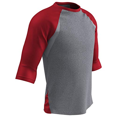 CHAMPRO Extra Innings Camisa de béisbol de Manga 3/4; S; Gris