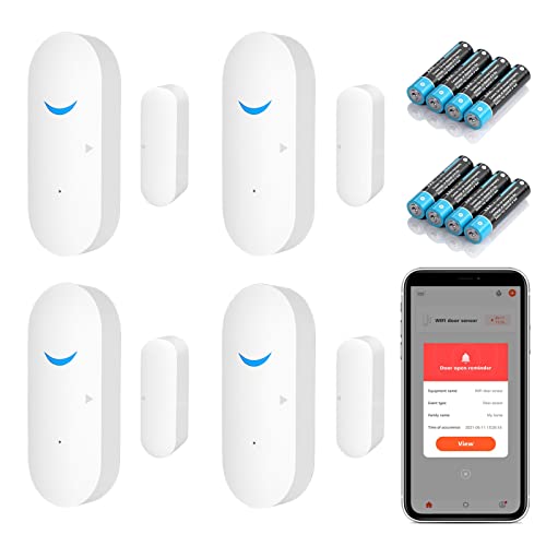 Sensor de puerta inteligente con alarma inalámbrica, detector de ventana de puerta WiFi con 8...