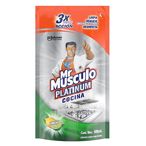 Mr. Músculo Platinum Limpiador Líquido Para Cocinas, Desengrasante, Aroma Limón, 1 Repuesto,...