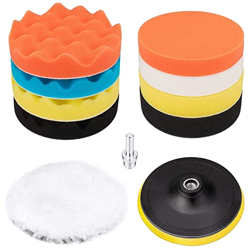 11 Pcs 7 Pulgadas Kit de Almohadillas de Pulido de Esponja, Almohadilla de Pulido de Coche, Estuche...