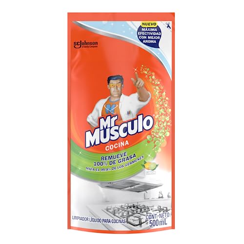 Mr. Músculo Limpiador Líquido Para Cocinas, Desengrasante, Aroma Limón, 1 Repuesto, 500mL