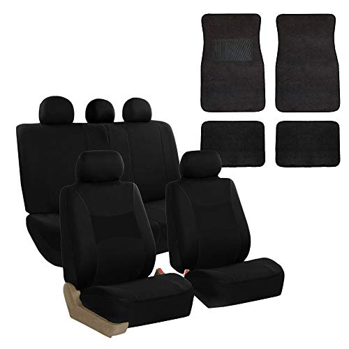 FH GROUP FH-FB030115 Light & Breezy Cloth Seat Cover Set Airbag & Split Ready with Carpet Floor Mats...