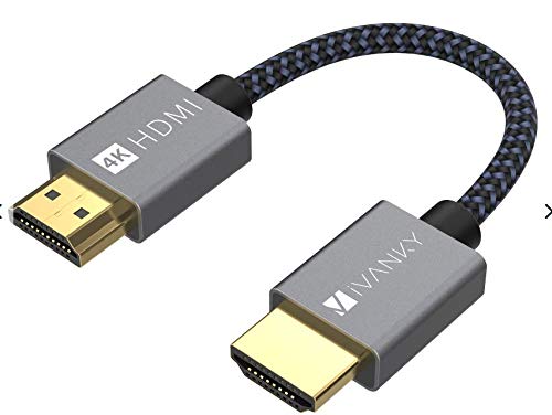 Cable corto HDMI iVANKY 4K de 0.15 m, 2.0 de alta velocidad de 18 Gbps, 4 K HDR, HDCP 2.2/1.4, 3D,...