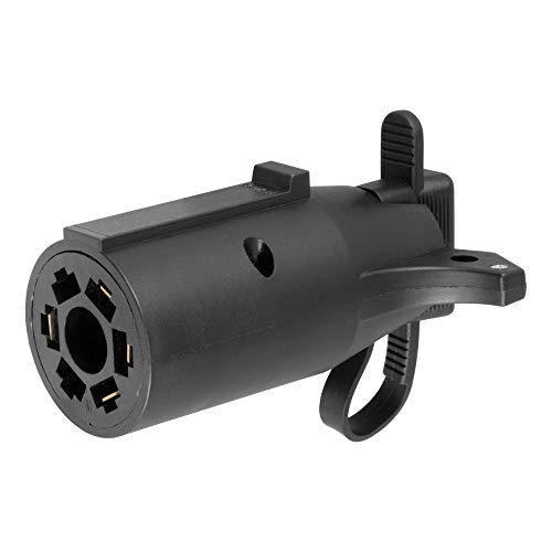 CURT 57245 Adaptador de cableado de remolque plano de 7 vías con probador, color negro
