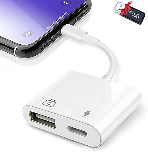 Adaptador Light-Ning a USB OTG con Carga Rápida, Adaptador de Cámara Light-Ning a USB Hembra...