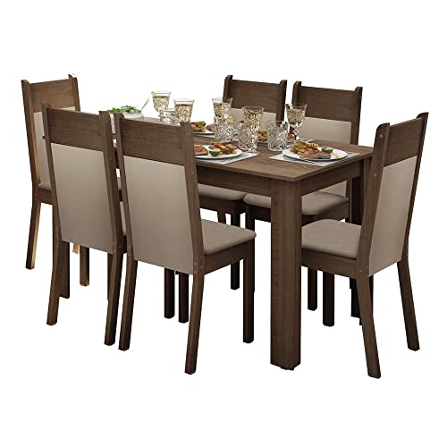 Madesa Conjunto Comedor Jaíne Mesa Tapa Madera con 6 Sillas