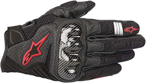 Alpinestars SMX-1 Air v2 - Guante de motociclismo para hombre, negro/rojo fluorescente, talla M