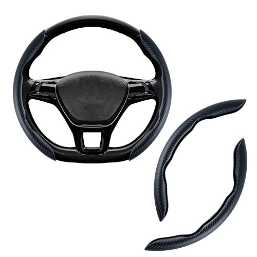 UREHEPO - Funda de fibra de carbono para volante de coche, piel de microfibra antideslizante y...