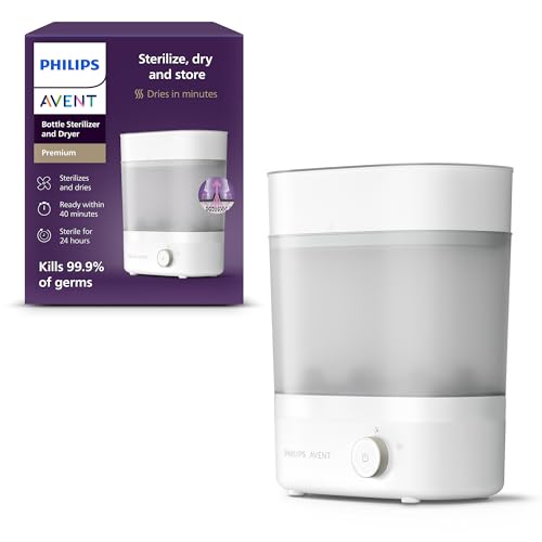 Philips Avent Esterilizador De Biberones Eléctrico a Vapor Premium, 3 en 1, Esteriliza, Seca y...