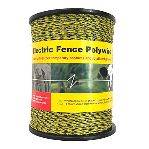 Valla eléctrica mejorada Polywire de 1722 pies, 525 metros, 6 hebras de acero inoxidable para una...