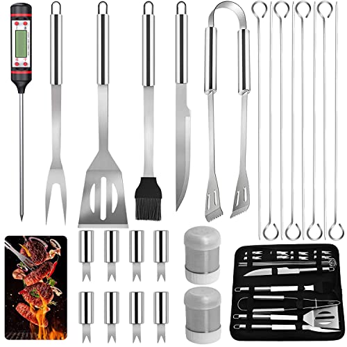 25Pcs Utensilios para Barbacoa，Hisemy Acero inoxidable de BBQ Tools Set，Herramientas de Barbacoa...