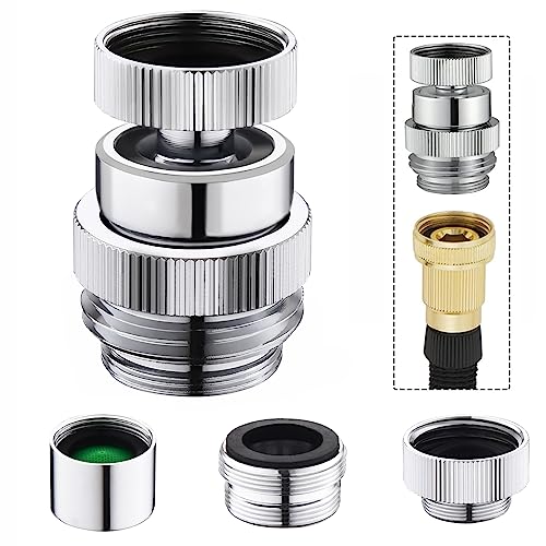 Kit de adaptador de llave de fregadero, adaptador de manguera de jardín giratorio de 360 grados con...