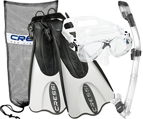 Cressi Italian Collection Palau - Juego de máscara de esnórquel con Aleta Ajustable con Bolsa de...
