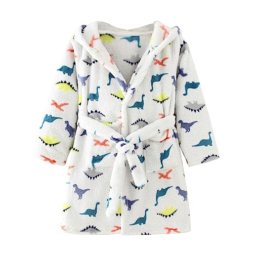 JZLPIN - Albornoz unisex con capucha para bebé, pijama de franela para niños y niñas, Dinosaurio,...