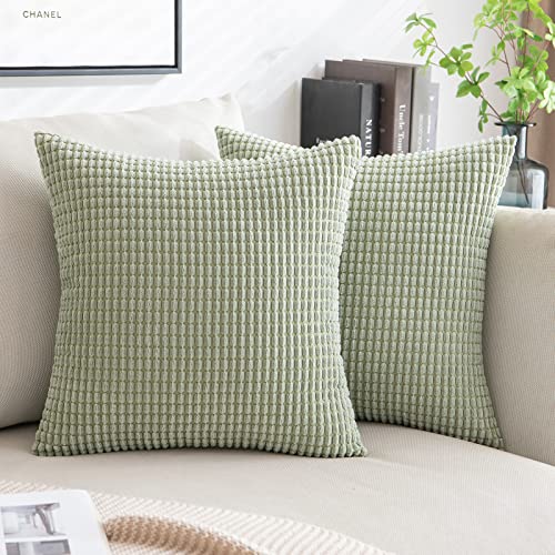 MIULEE Juego de 2 fundas de almohada decorativas lumbares de pana suave y sólidas, fundas de cojín...