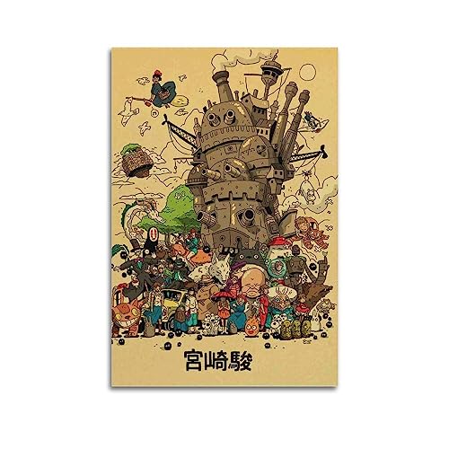 Póster clásico de anime Studio Ghibli - lona decorativo para pared, para decoración de pared del...