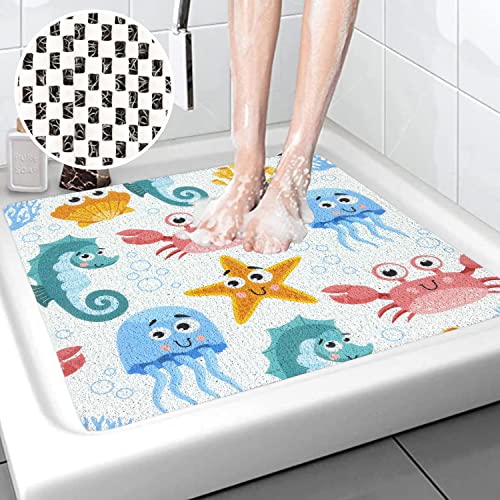 Tapete de Ducha Antideslizante, Alfombra de Baño Suave con Orificios de Drenaje, Tapete de Baño de...