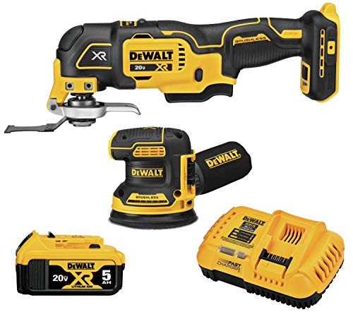 DEWALT 20V MAX* XR Lijadora y multiherramienta, kit de carpintería, 2 herramientas (DCK202P1)