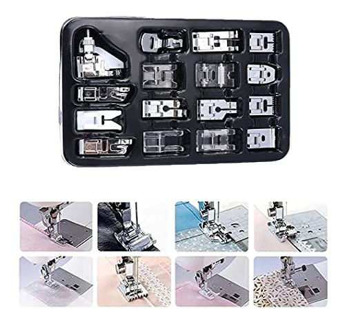 Voyzdx 16 Pcs Profesión Prensatelas Maquinas De Coser, Pie Prensatelas Universales para Máquinas...