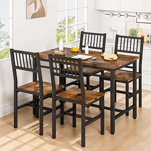 AWQM Juego de Mesa y sillas de Comedor para 4, Mesa de Cocina Industrial de 43.3 Pulgadas, Juego de...
