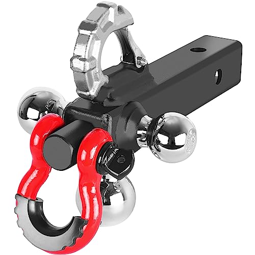 Towever 84062 - Bola de enganche de remolque, enganche de tres bolas con gancho y grillete de...