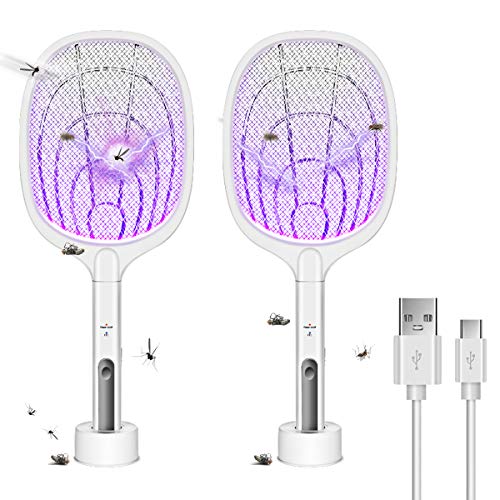 Bug Zapper, raqueta eléctrica para matar mosquitos, 3000 voltios, interiores y exteriores, carga...