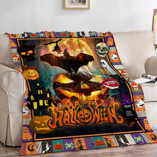 Manta de Halloween para regalos de calabaza para niños, decoraciones de Halloween para el hogar,...