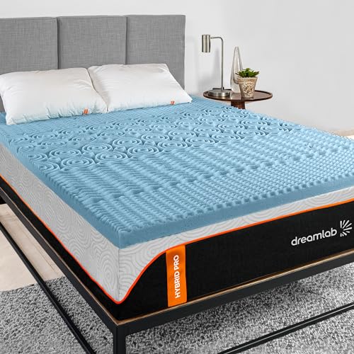 Dreamlab Topper Colchoneta de Memory Foam con Gel de 5 Zonas, Sobrecolchón de 5cm (Azul,...
