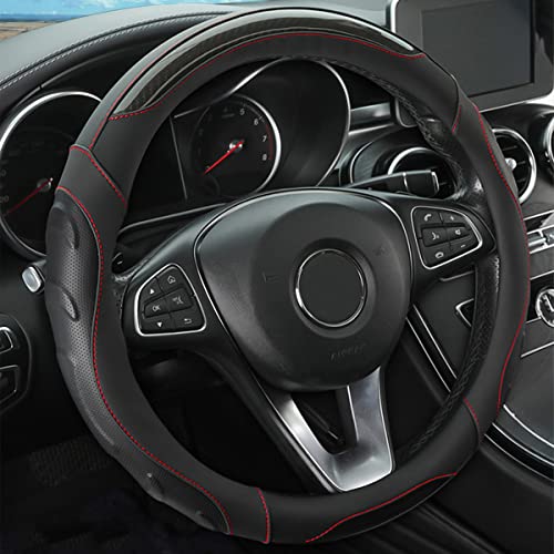 Funda de cuero para volante, protector de volante de coche elástico universal de 38 cm,...