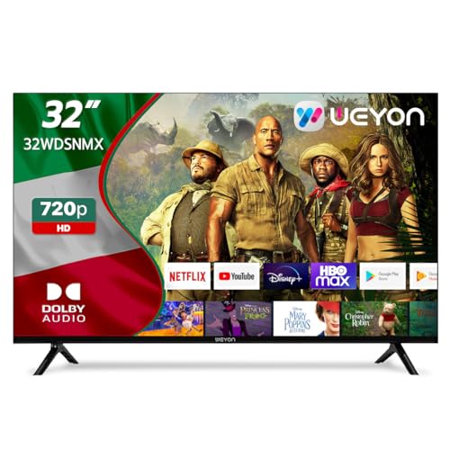 WEYON Smart TV Television Pantalla 32' Pulgadas Android TV Certificado, HD 60Hz, 3 HDMI/2 USB/RCA...