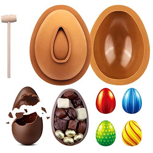 Yamteck - Moldes de chocolate para huevos de Pascua, rompibles en 3D, 2 unidades, moldes de silicona...