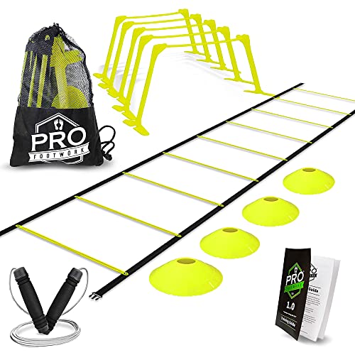 Kit de Entrenamiento Escalera de 9 Peldaños Velocidad Agilidad Incluye 5 Obstáculos Ajustables 6 9...