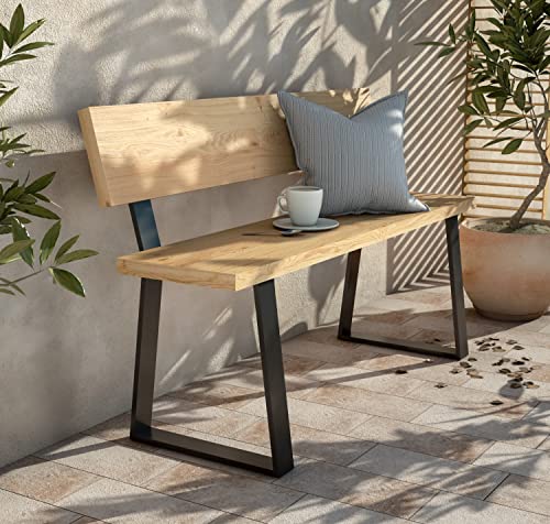 CASA FERRO Elegante Banca con Respaldo Resistente de Madera Maciza y Metal. Ideal para Exterior:...