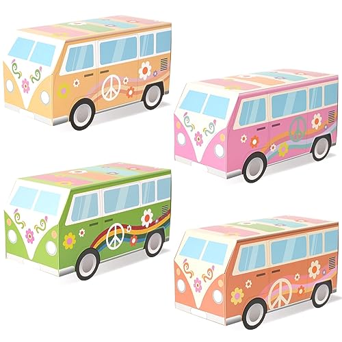 JOARHONAL - Cajas de regalo para fiestas, diseño hippie de furgoneta, dos cajas de caramelos con...