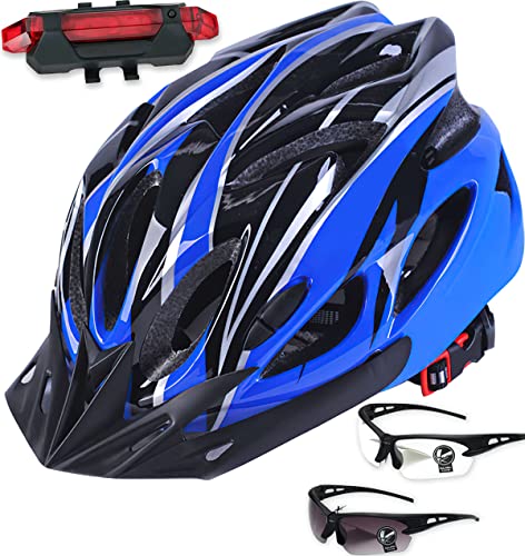 Cascos de Bicicleta para Adultos con 2 pares de Gafas de Protección y Luz Trasera, Casco de...