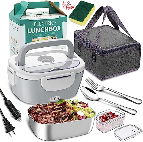Fiambrera eléctrica Calentador de comida Fiambrera de 1,5 litros desmontable 2 en 1 Fiambrera...